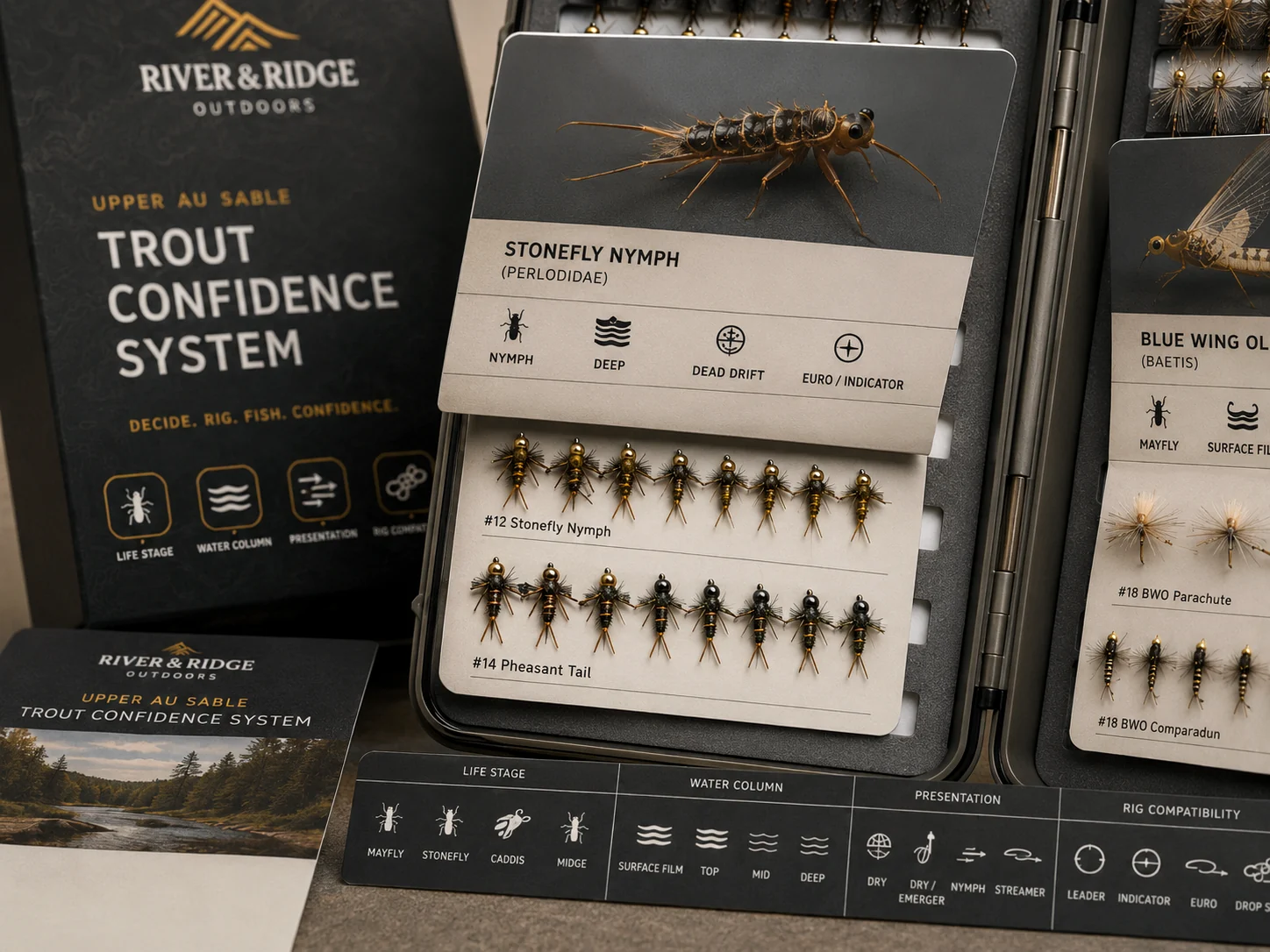 Concept view of the box overlays and flies